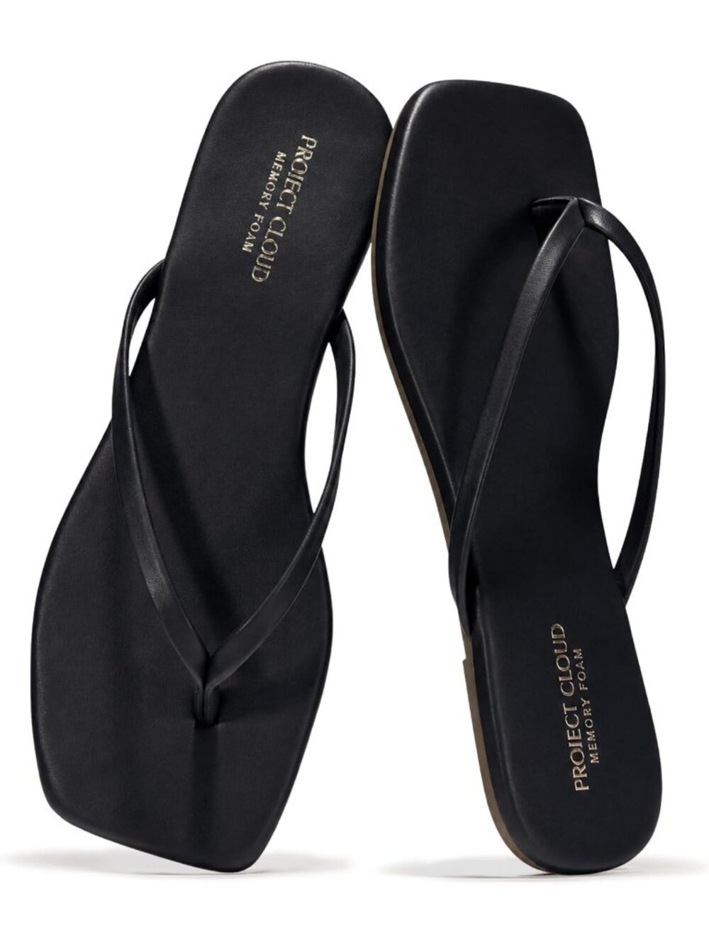 Women's Black Lightweight Square Toe  Non Slip with Memory Foam Insole Sandals